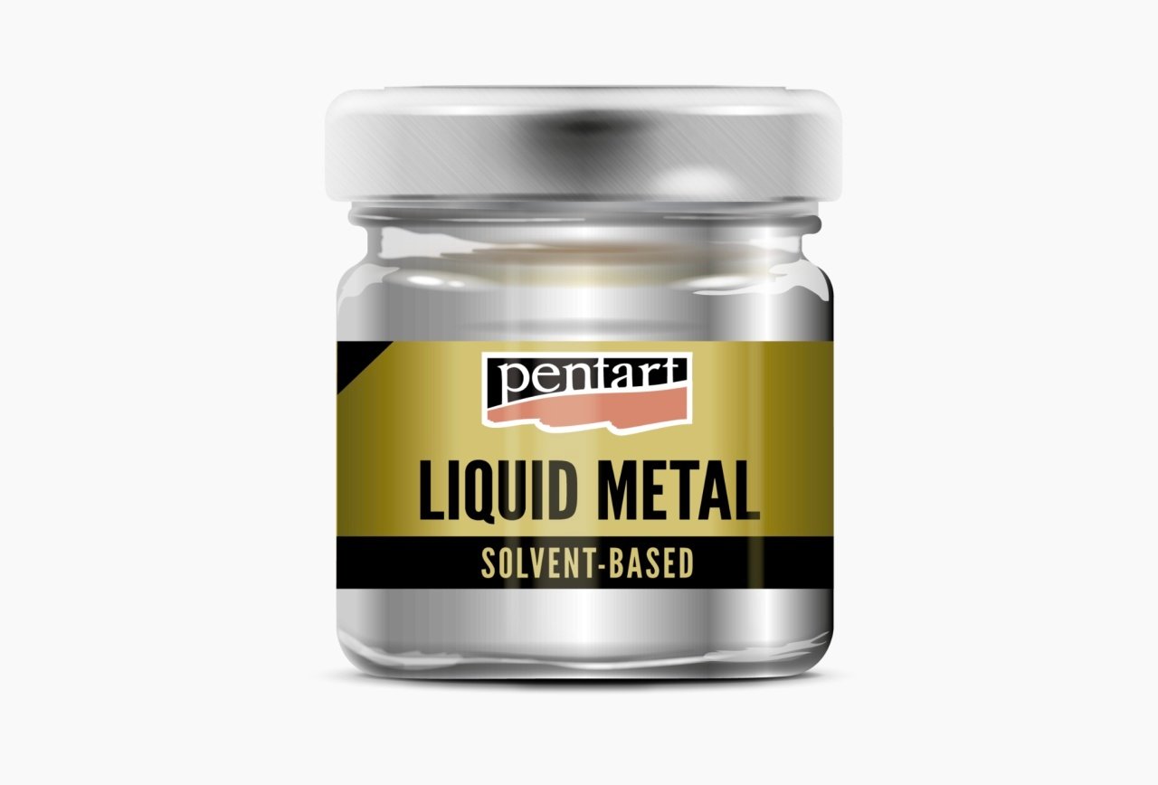 Краска с эффектом жидкого металла, на основе растворителя, Серебро, 30мл, Pentart, 21080