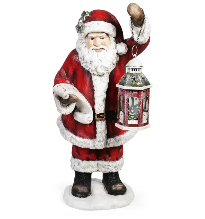 Фигура новогодняя "Санта с фонариком" 80 см, красный, 820-135
