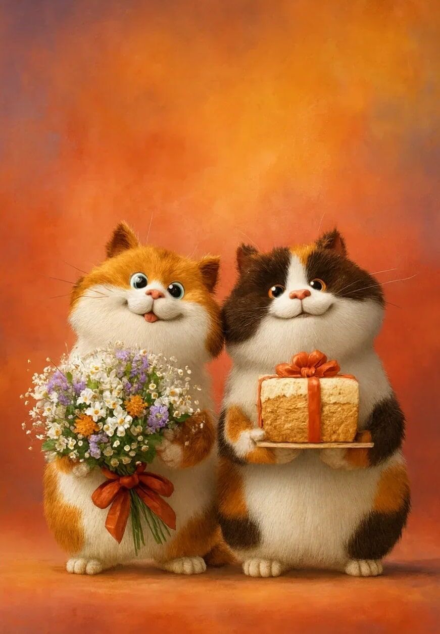 Открытка MriyTaDiy, 77, "Котики поздравляют"