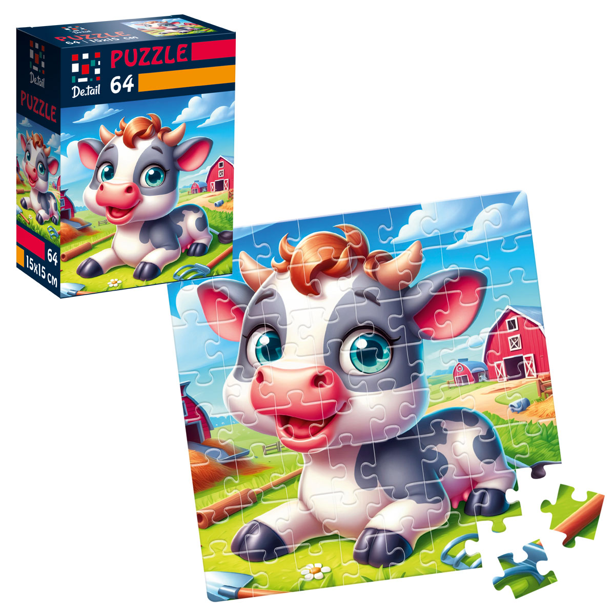 Пазлы "Веселая коровка" De.tail, 64 детали, DT1234-19 1