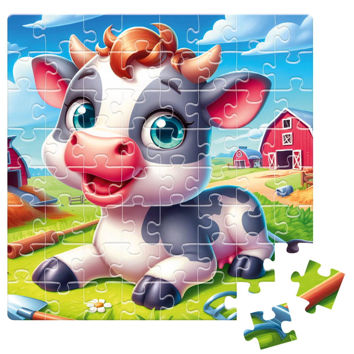 Пазлы "Веселая коровка" De.tail, 64 детали, DT1234-19 2