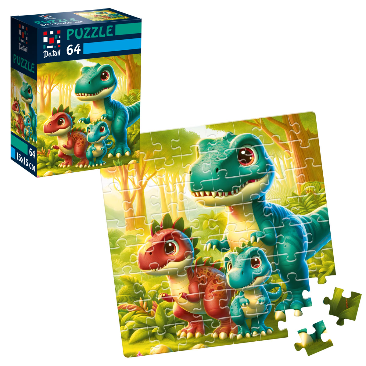 Пазлы "Веселые динозаврики" De.tail, 64 детали, DT1234-21 1