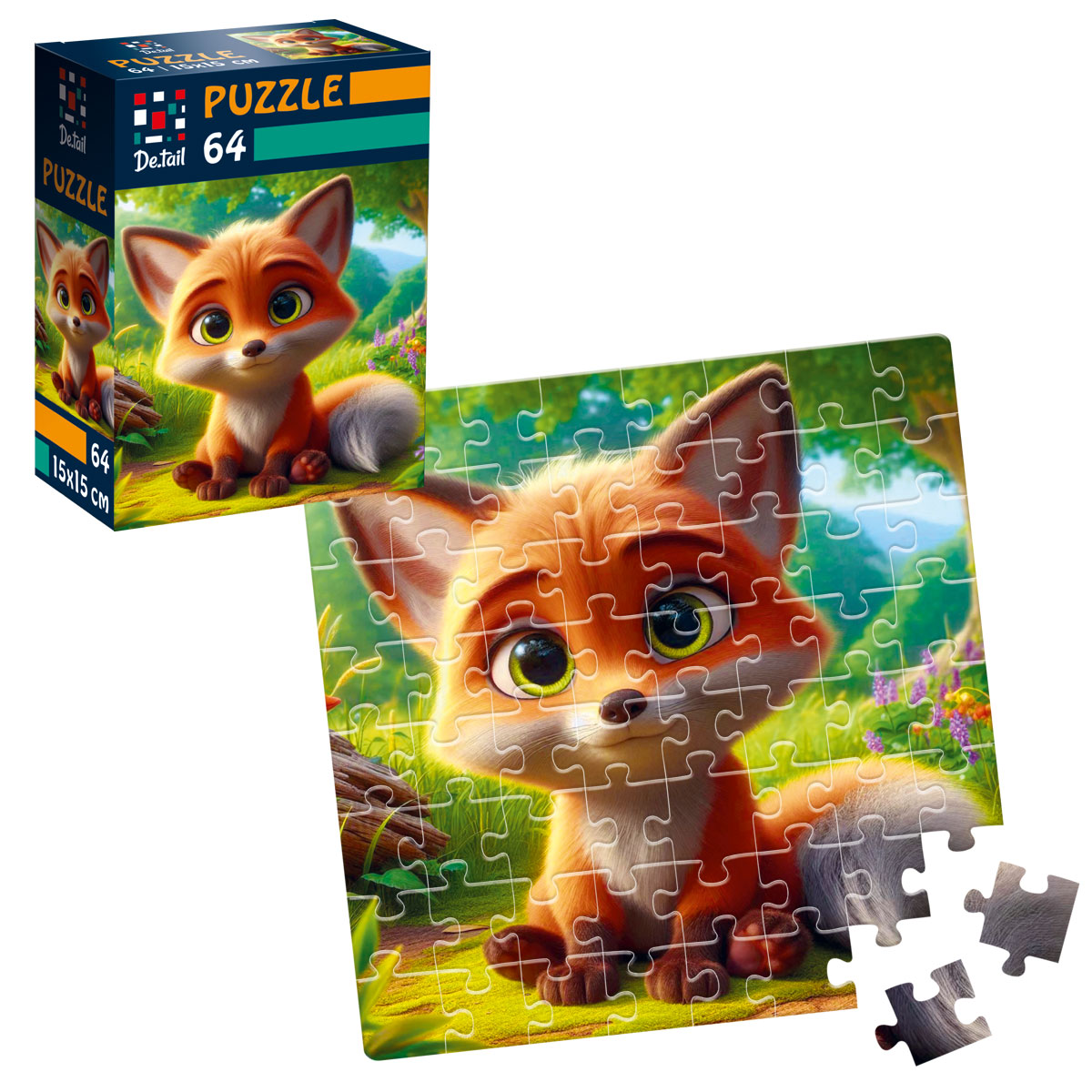 Пазлы "Любознательный лисенок" De.tail, 64 детали, DT1234-07 1