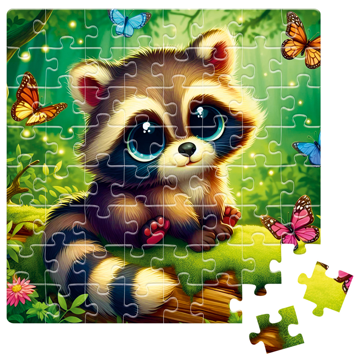 Пазлы "Енот с бабочками" De.tail, 64 детали, DT1234-12 2