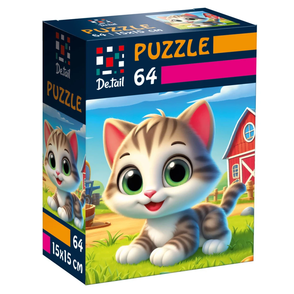 Пазлы "Забавный котенок" De.tail, 64 детали, DT1234-24