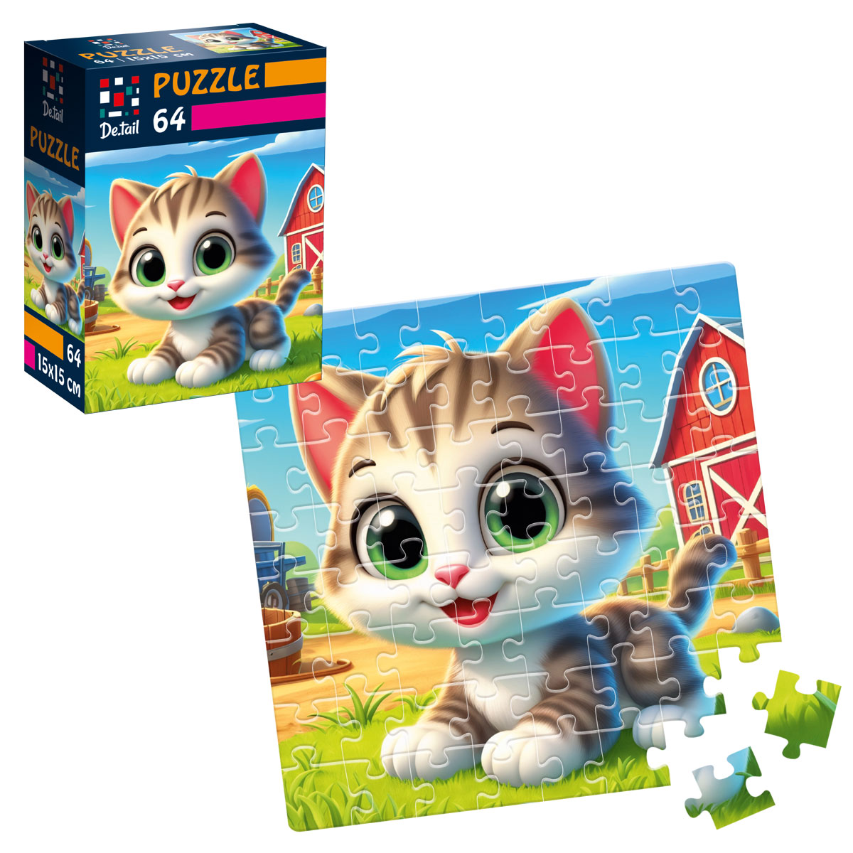 Пазлы "Забавный котенок" De.tail, 64 детали, DT1234-24 1