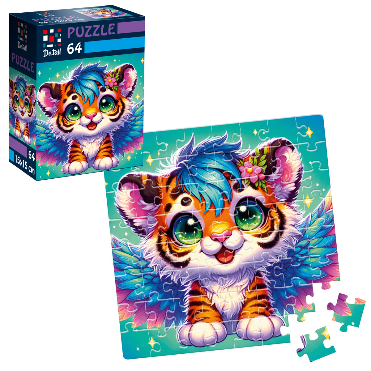 Пазлы "Крылатый тигренок" De.tail, 64 детали, DT1234-02 1