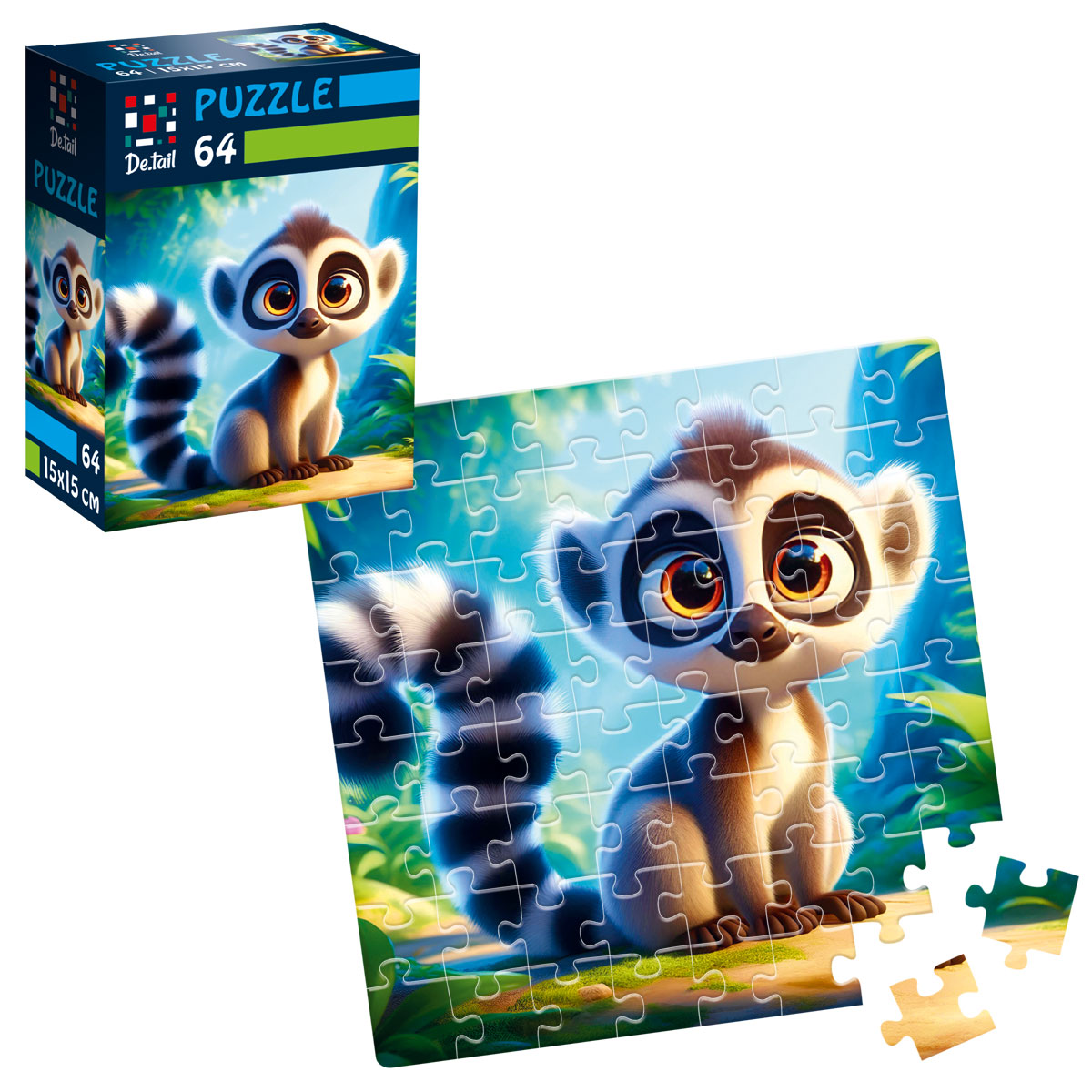 Пазлы "Лемур в джунглях" De.tail, 64 детали, DT1234-14 1