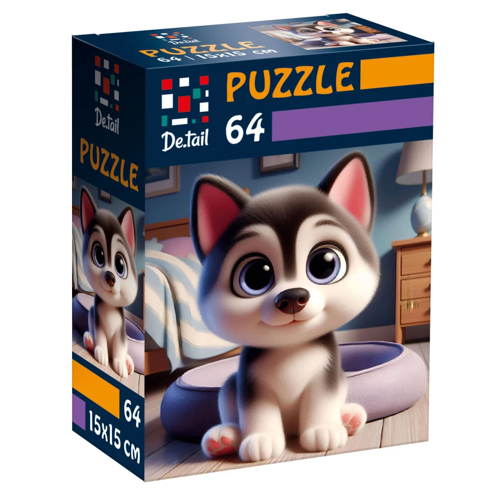 Пазлы "Малый хаски" De.tail, 64 детали, DT1234-16