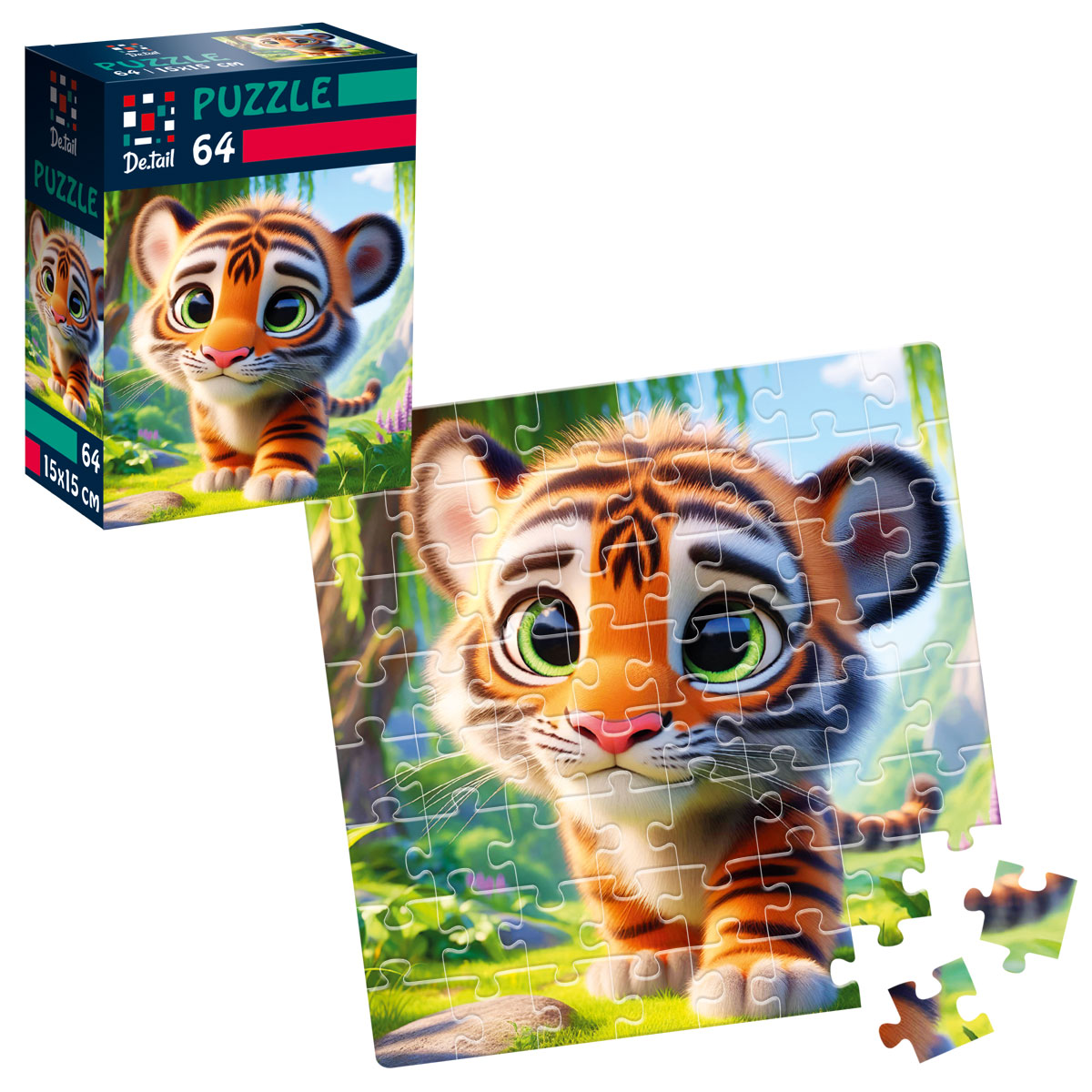 Пазлы "Милый тигренок" De.tail, 64 детали, DT1234-15 1