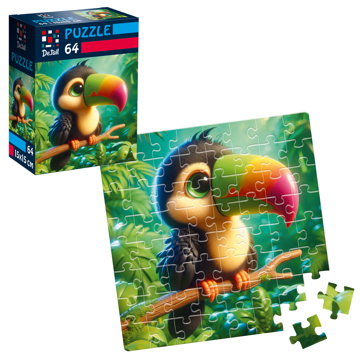 Пазлы "Птенчик в джунглях" De.tail, 64 детали, DT1234-17 1