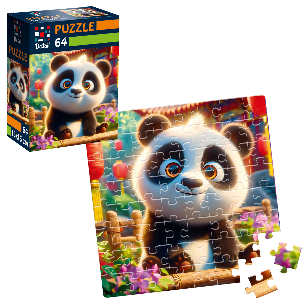 Пазлы "Улыбающаяся панда" De.tail, 64 детали, DT1234-10 1