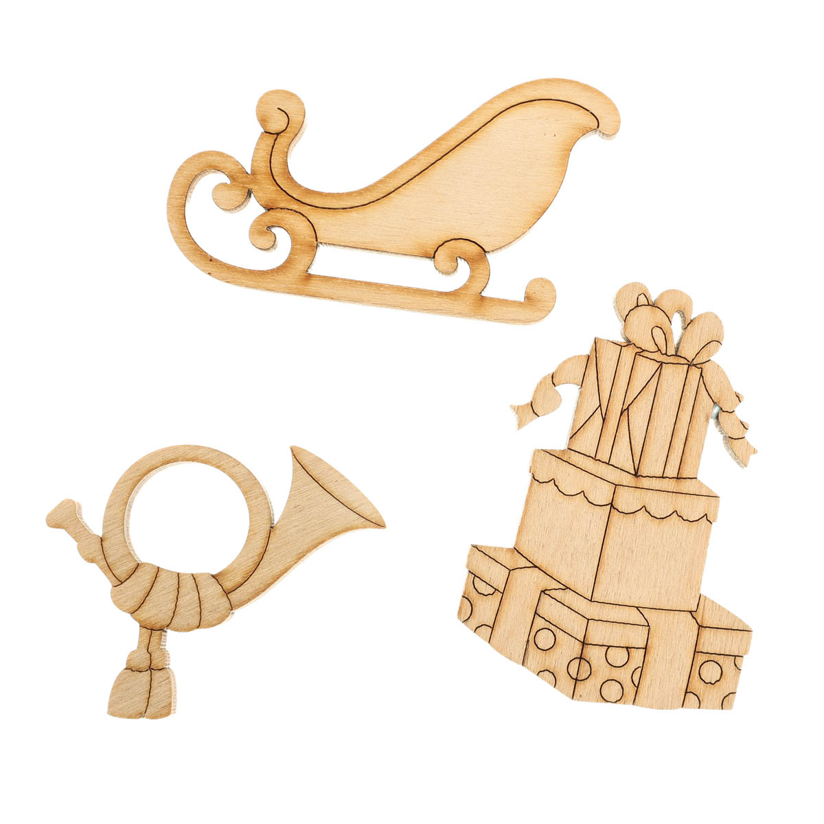 Заготовка деревянная Елочная игрушка №3, в ассортименте