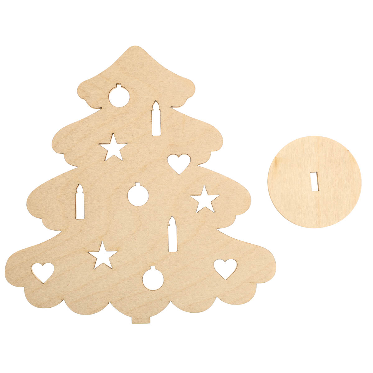 Заготівка дерев`яна Ялинка пухнаста з іграшками на підставці, НГ3 1