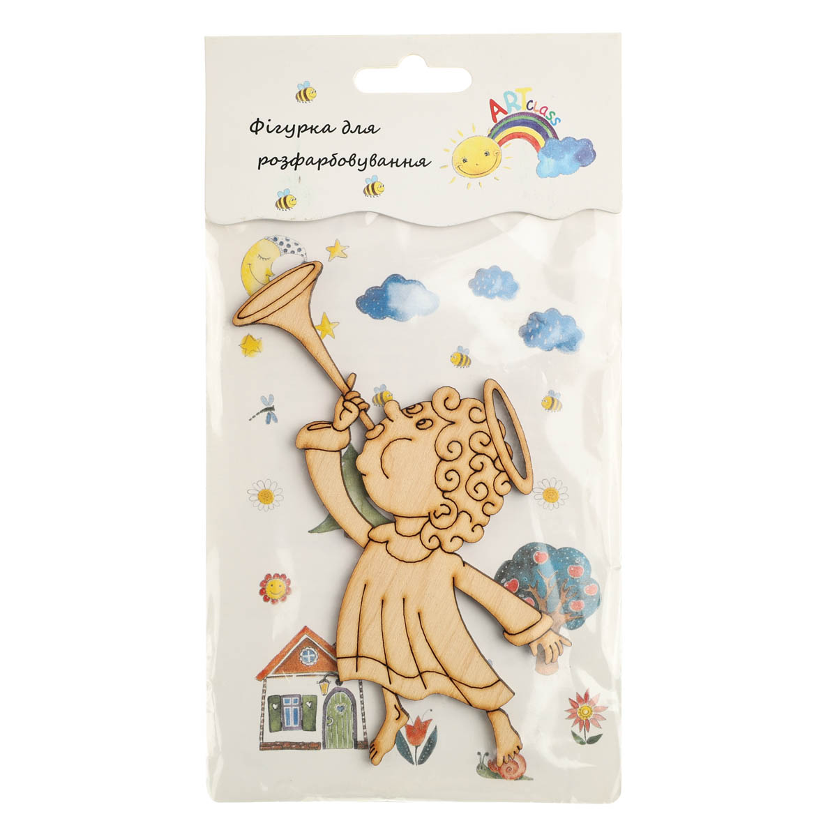 Заготівка дерев`яна "Янголятко з трубою, блістер", NY10-007В