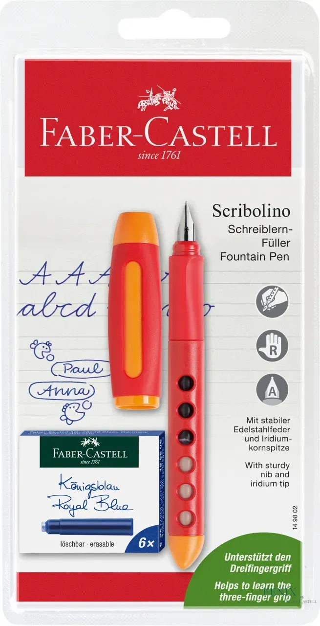Ручка пір`яна для правши + 6 патронів, 149802 Faber-Castell