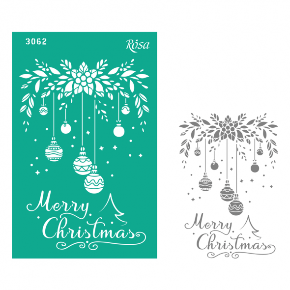 Трафарет багаторазовий самоклеючий, №3062, Елементи та написи 13*20 см, серія "Новий рік", ROSA Talent