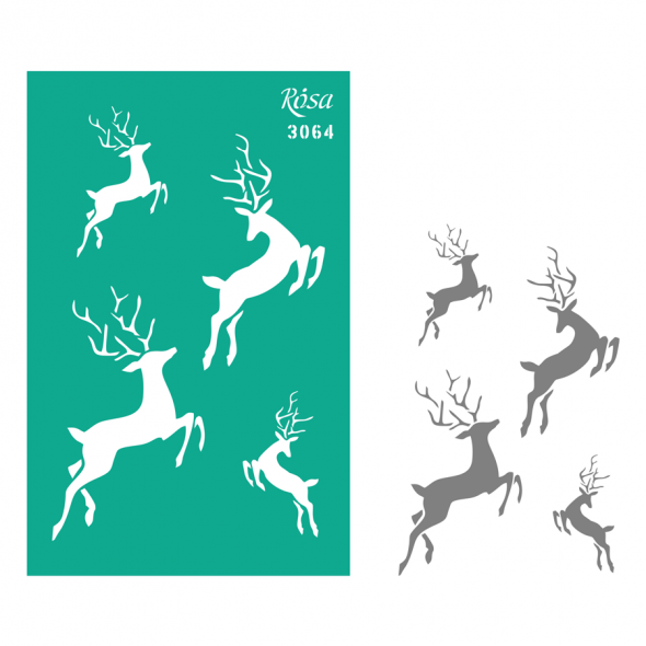 Трафарет багаторазовий самоклеючий, №3064, Елементи та написи 13*20 см, серія "Новий рік", ROSA Talent