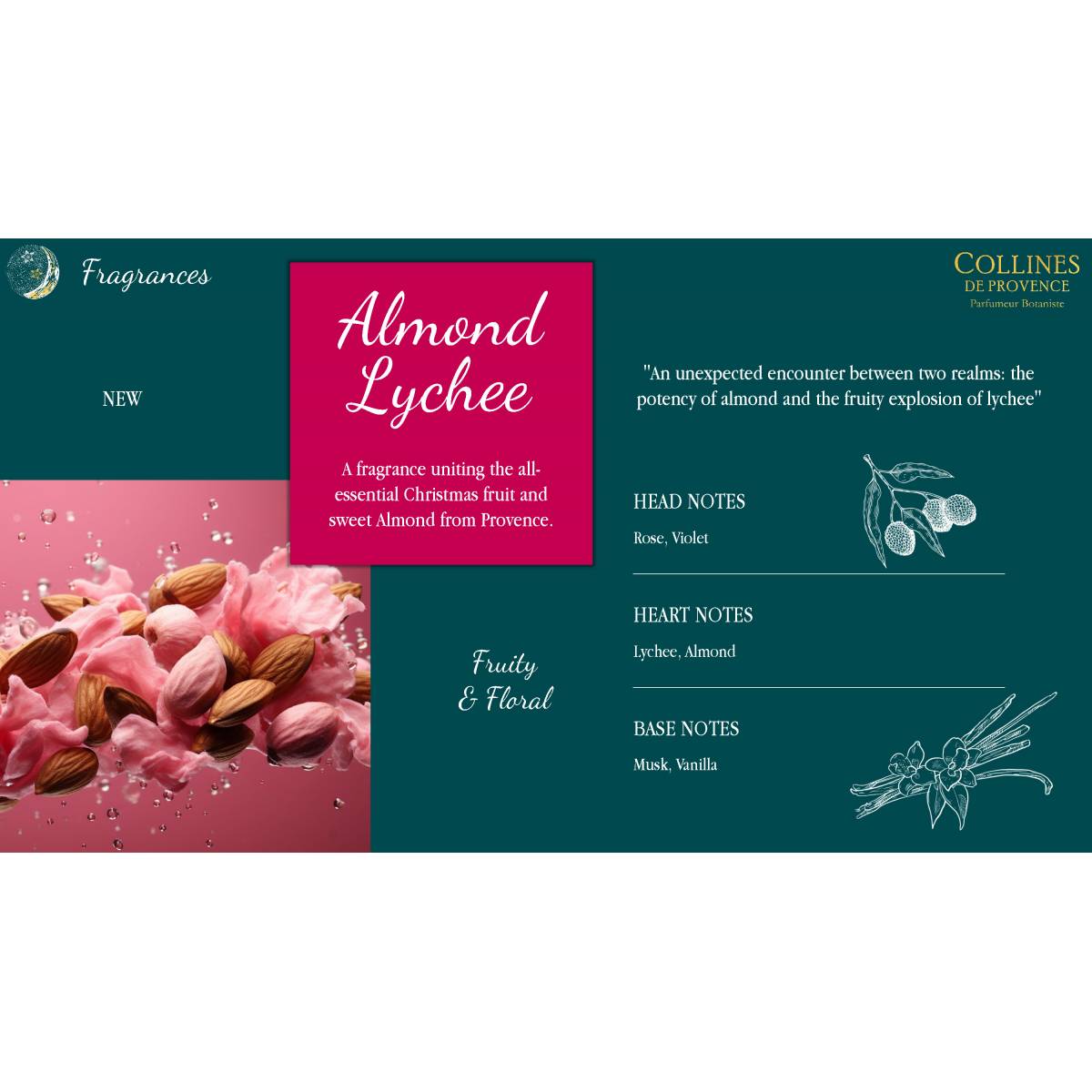 Подарунковий  набір:  спрей  для  кімнати  "Лічі-мигдаль"  50  мл,  керамічні  ялинки  2  шт,  C4373ALI,  Collines  de  Provence 1