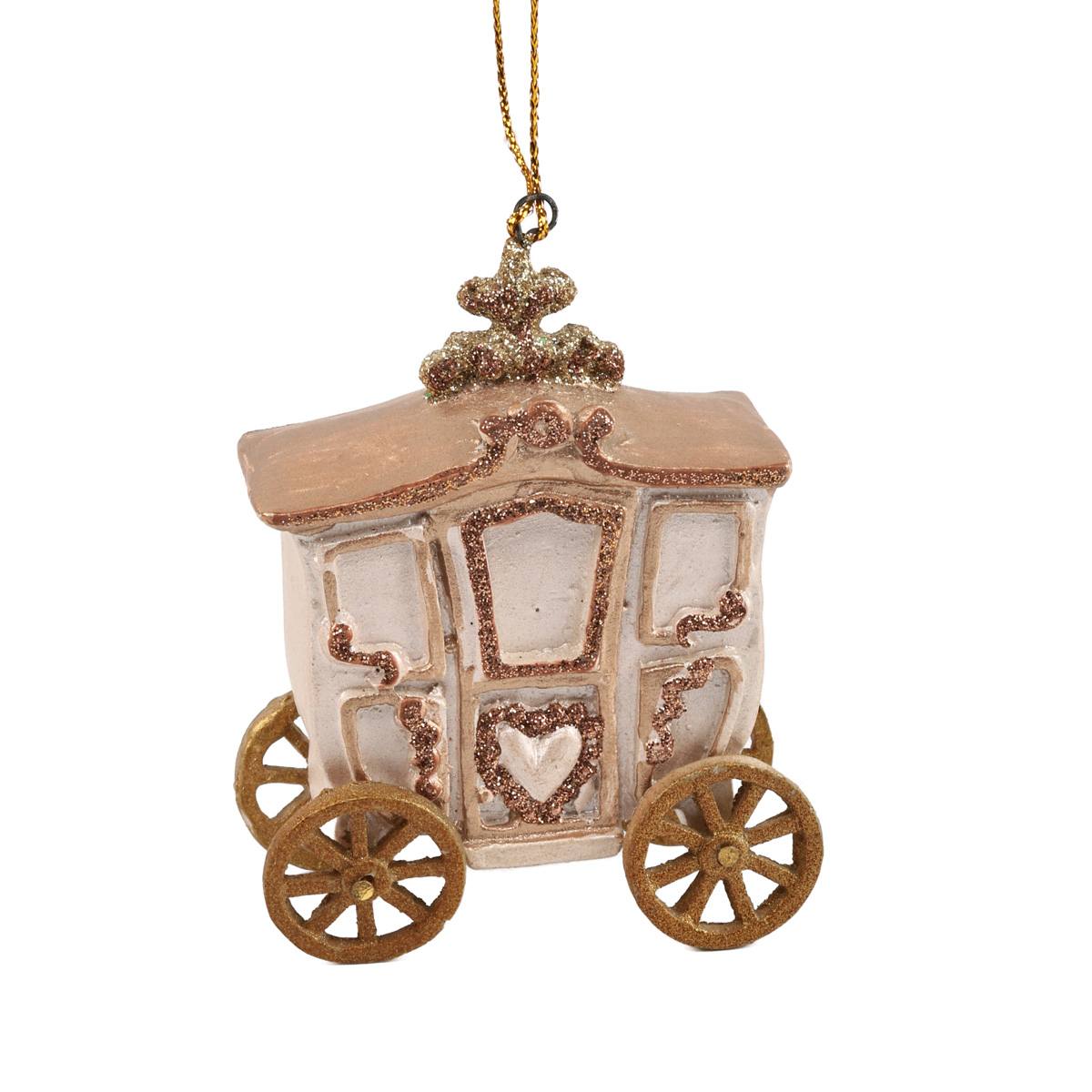 Подвеска новогодняя Декоративная карета 8 см розовая (3 вида в ассортименте), B 96511 ТМ "GOODWILL"