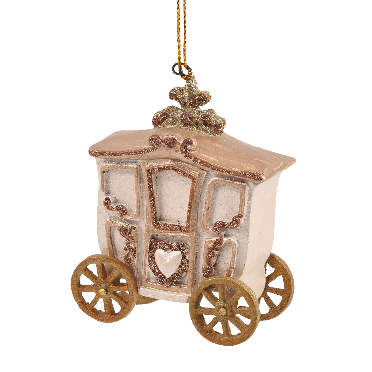 Подвеска новогодняя Декоративная карета 8 см розовая (3 вида в ассортименте), B 96511 ТМ "GOODWILL" 1