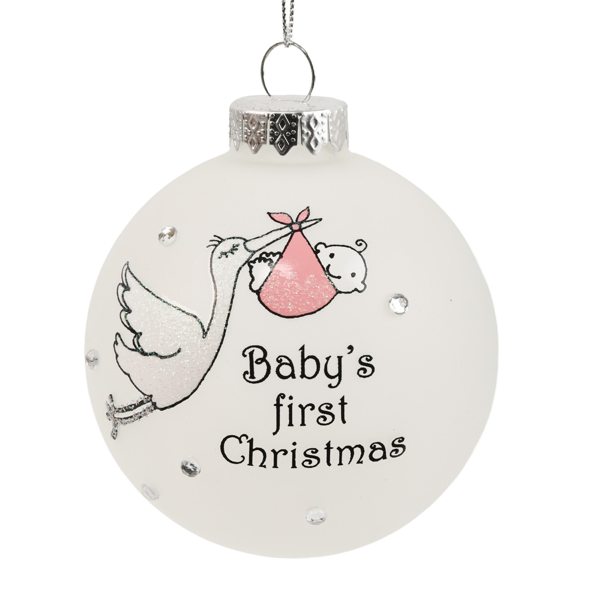 Підвіска новорічна Куля скляна 8 см "Перше Різдво малюка" рож./блакит. (в асорт.), 9766826