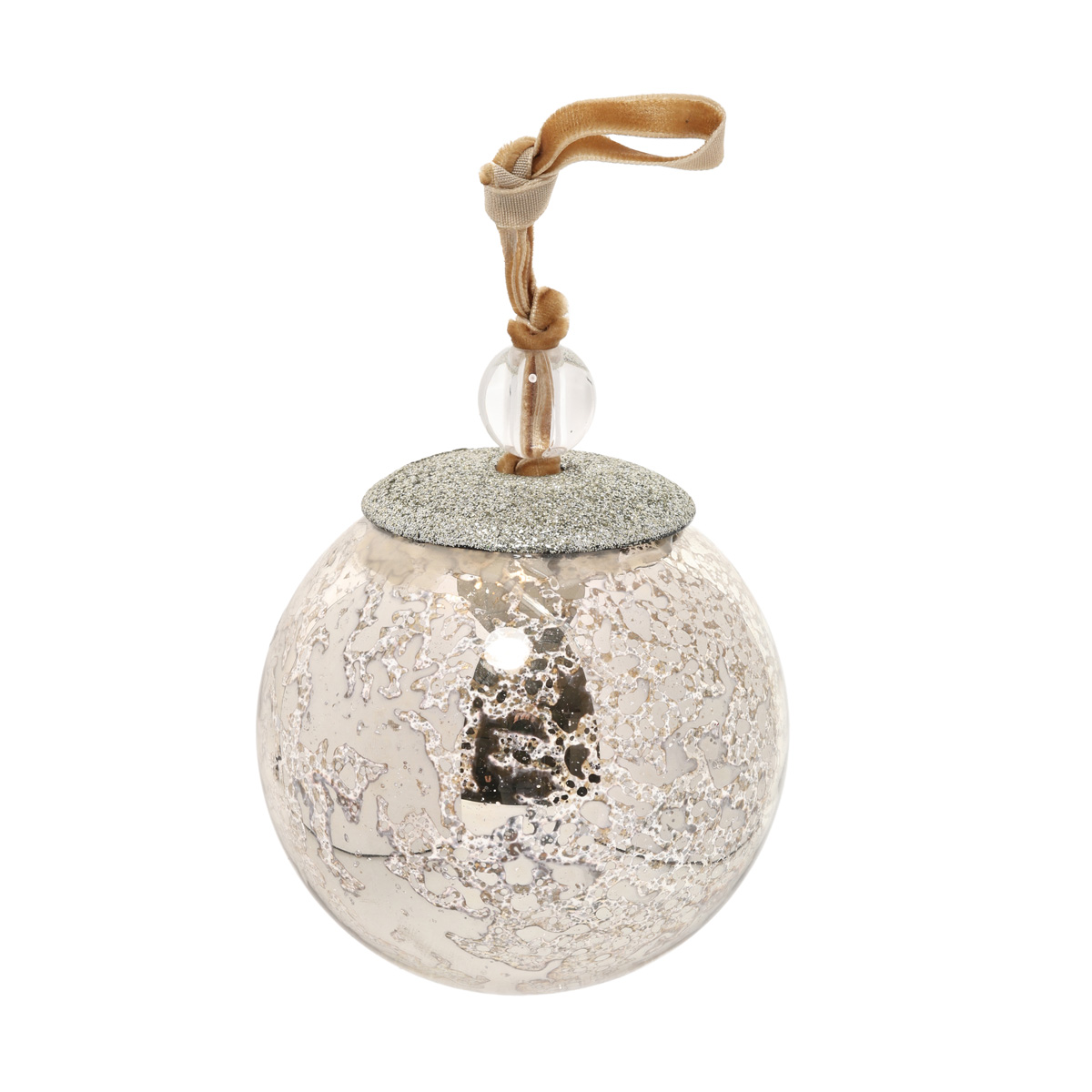 Подвеска новогодняя Шар серебряный 8 см, 93716