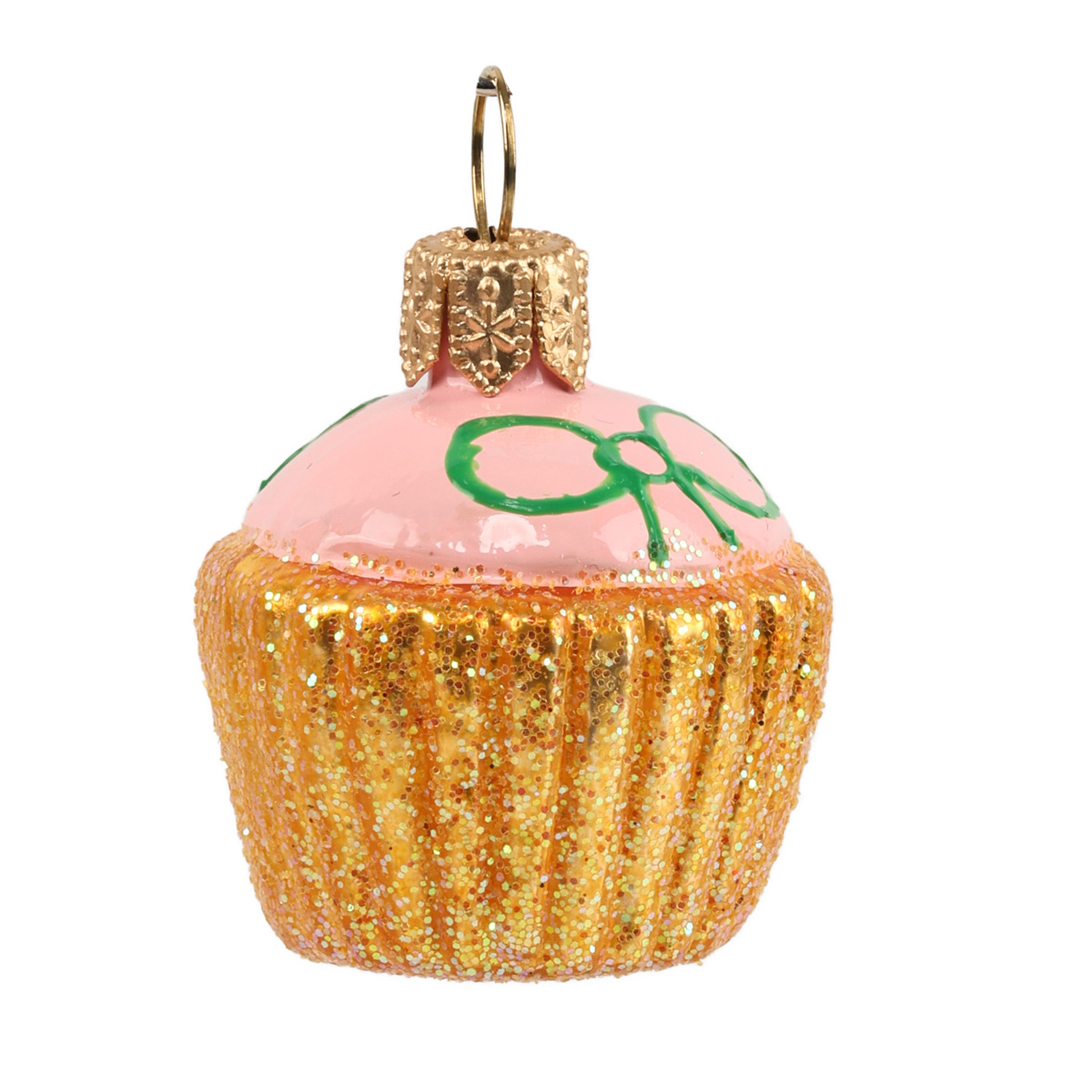 Елочное украшение ручной росписью стеклянное Кекс желтый "Пралине" 3,4 см (подар.уп.), A1771.11