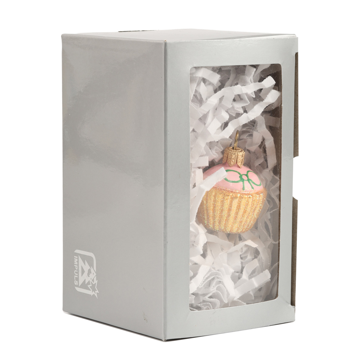 Елочное украшение ручной росписью стеклянное Кекс желтый "Пралине" 3,4 см (подар.уп.), A1771.11 1