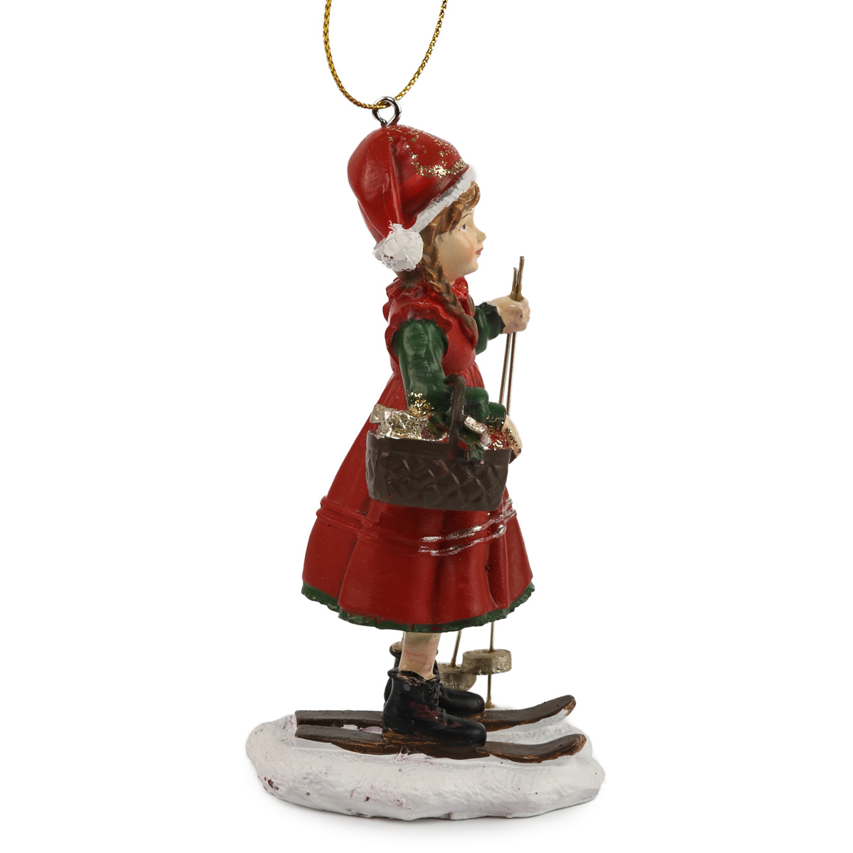 Подвеска декоративная "Девочка на лыжах" 11 см, красный, 707-838 1