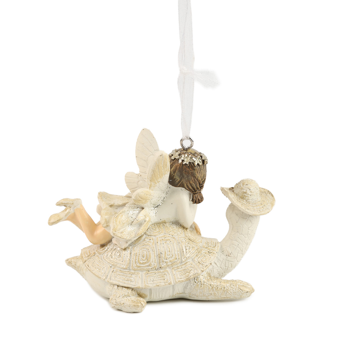 Подвеска декоративная "Эльф на Черепахе" 9,5 см, белый с шампанью, 707-909 1