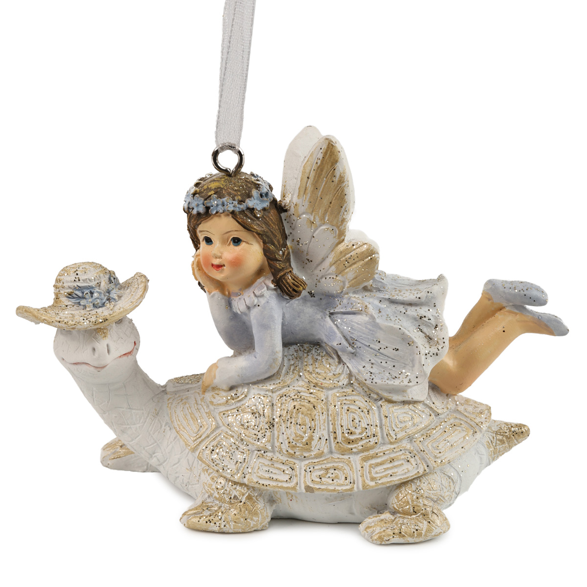 Подвеска декоративная "Эльф на Черепахе" 9,5 см, лаванда с шампанью, 707-910