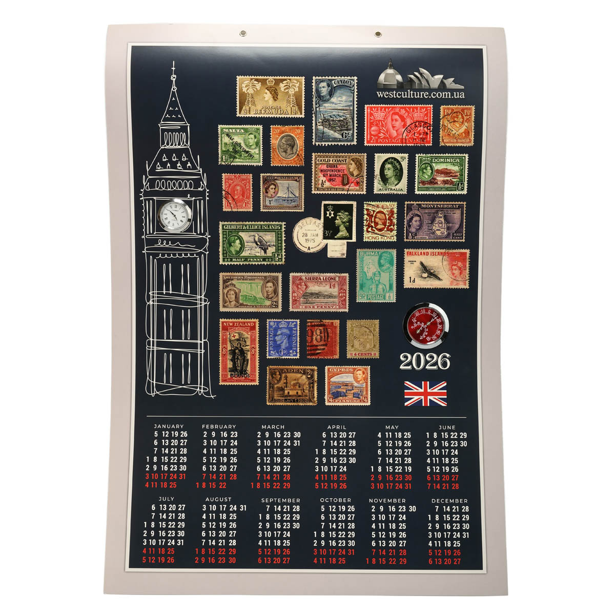 Календарь на 2026 год "Британия с часами" 607*420 мм (или терм/гигром.)
