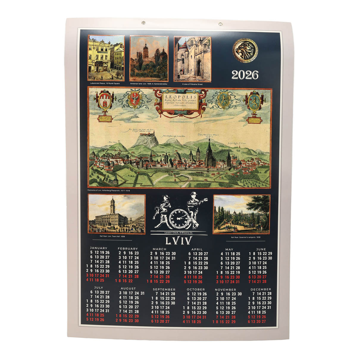 Календарь на 2026 год "Львов" 607*420 мм, картон 250г/м2, выборочный лак