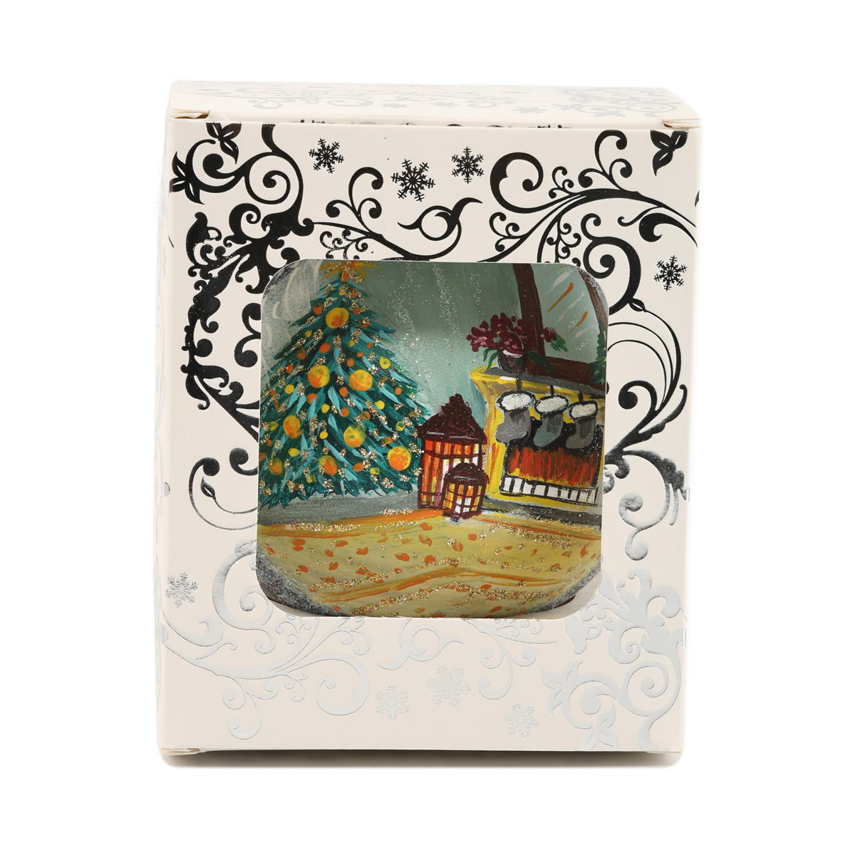 Шар елочный "Новогодний камин на черном" 3