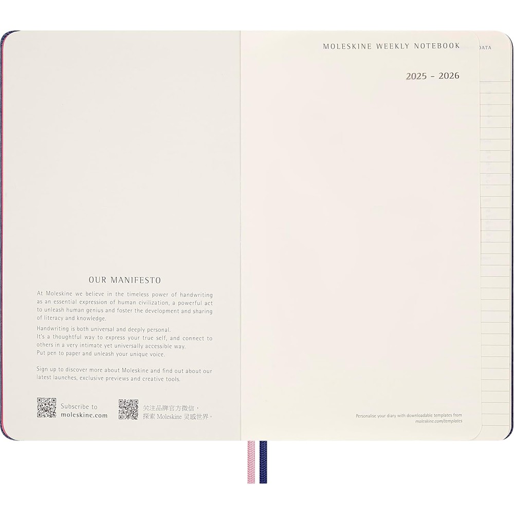 Еженедельник 2025-2026 средний, синий, Moleskine Sakura, DHSU0818WN3Y26 2