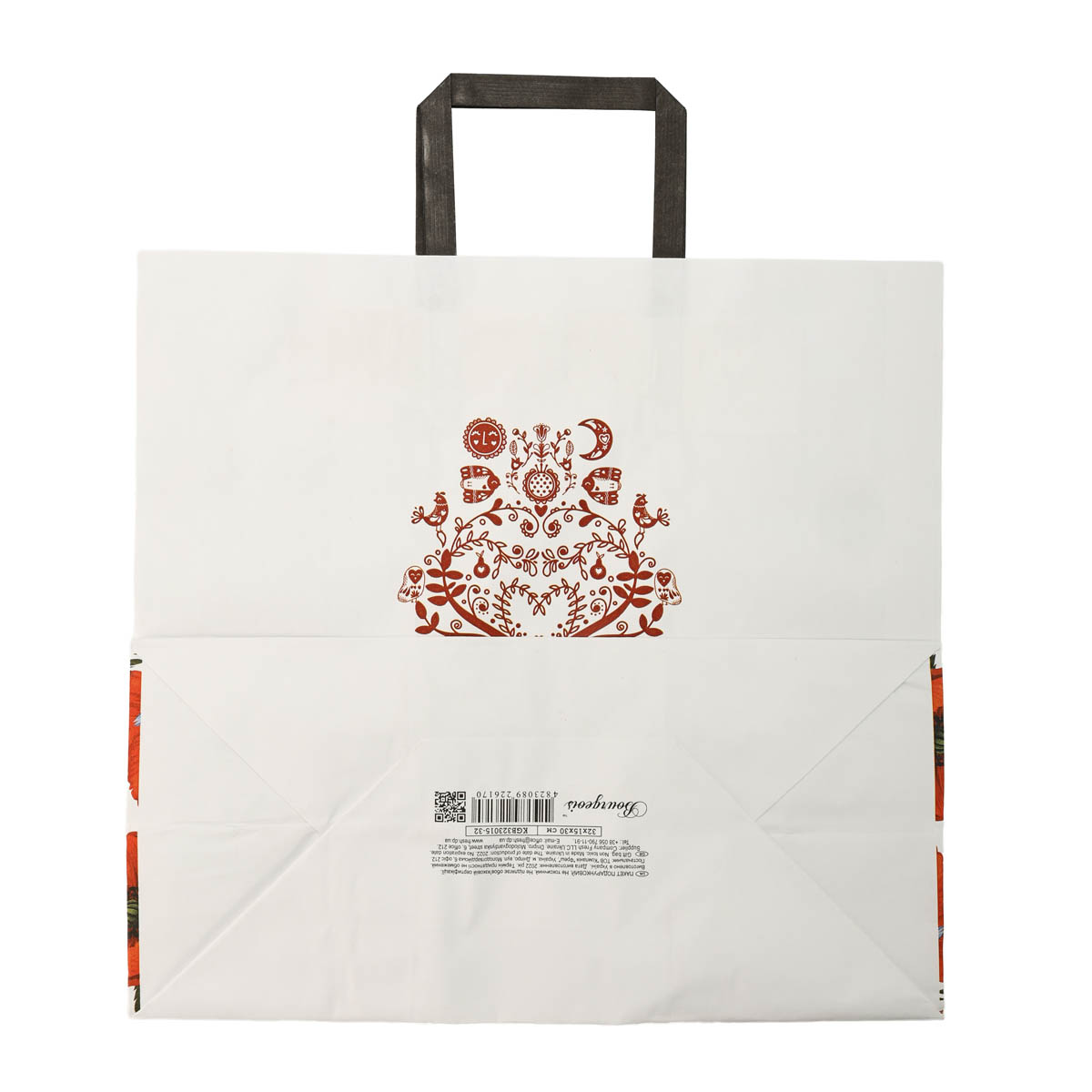 Пакет бумажный с ручками Крафт белый 320х150х300 5