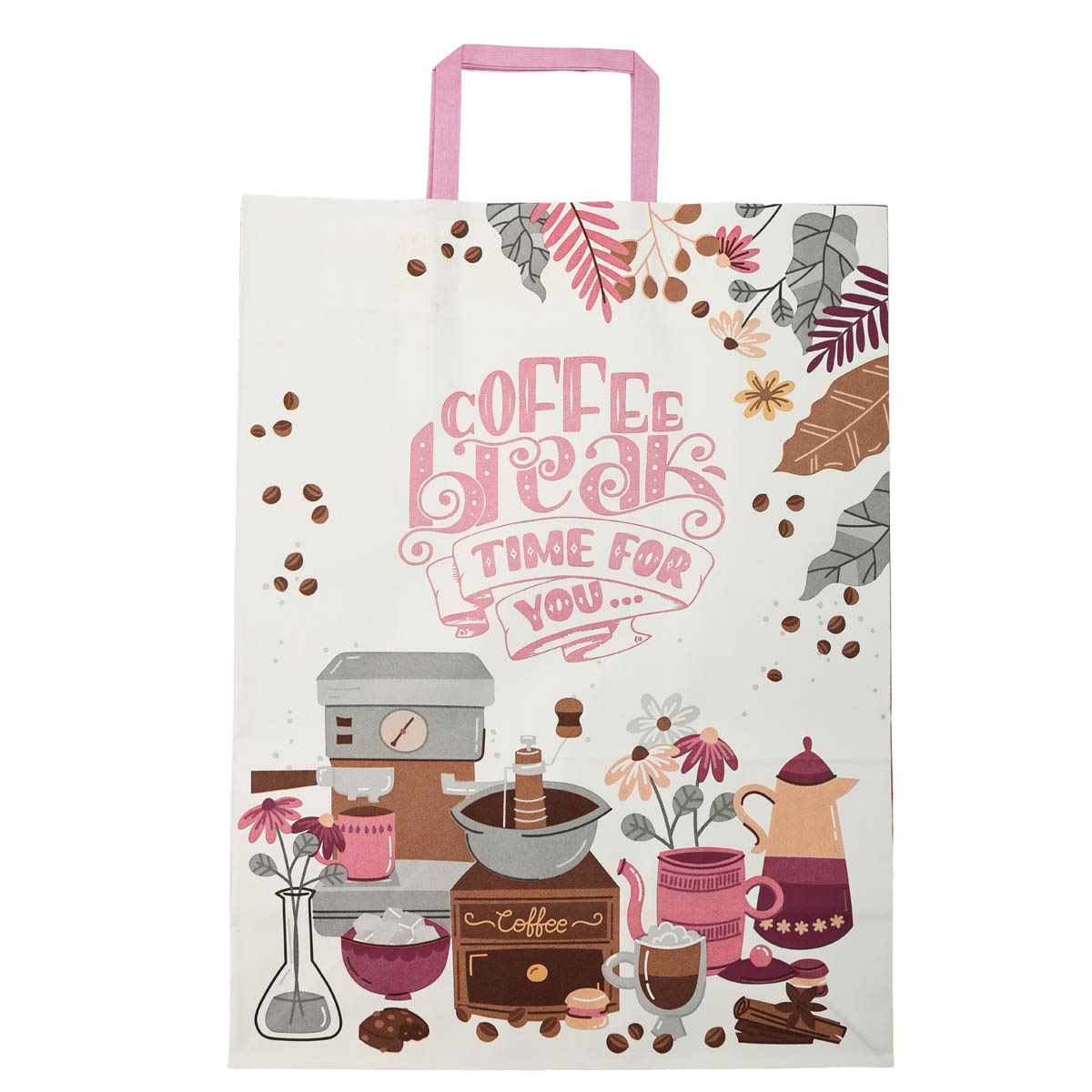 Пакет бумажный с ручками Крафт белый 320х150х420