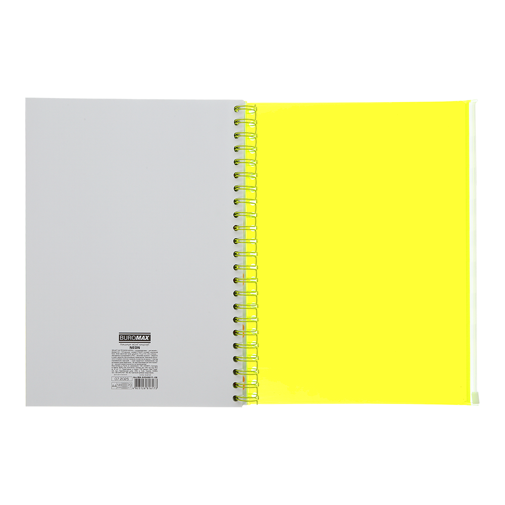 Тетрадь на пружине А4 (210*297), 120 л, "Neon", клетка, 3 PVC разделители, PVC обложка, желтая, BM.24349911-08 4