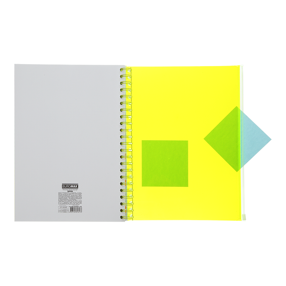 Тетрадь на пружине А4 (210*297), 120 л, "Neon", клетка, 3 PVC разделители, PVC обложка, желтая, BM.24349911-08 5