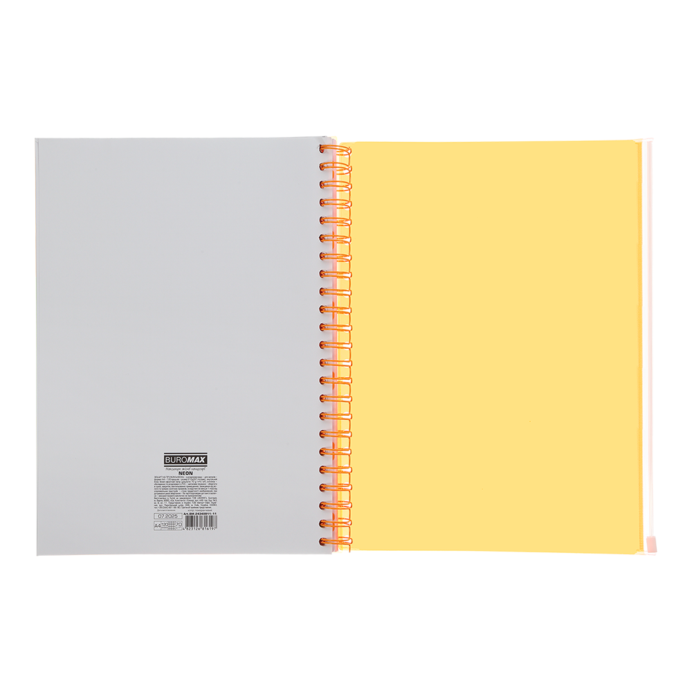 Тетрадь на пружине А4 (210*297), 120 л, "Neon", клетка, 3 PVC разделители, PVC обложка, оранжевая, BM.24349911-11 4