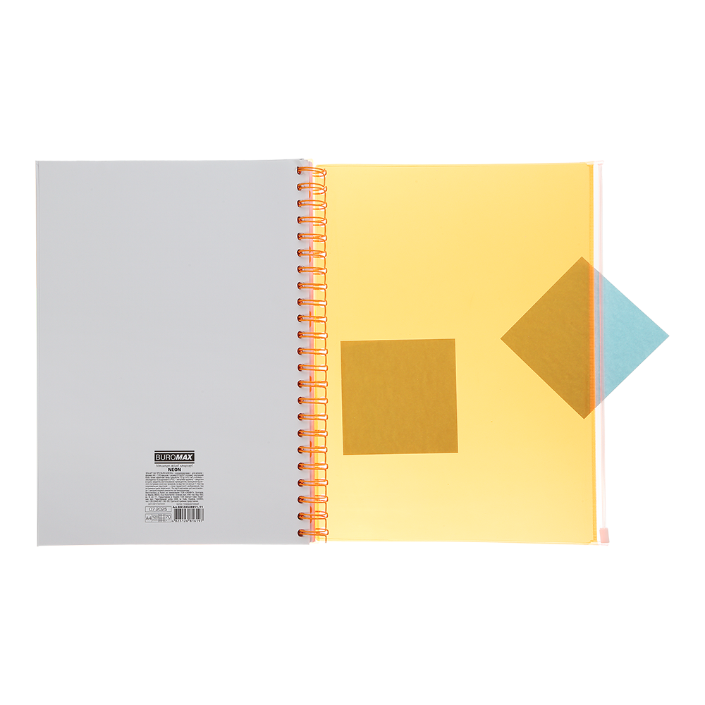 Тетрадь на пружине А4 (210*297), 120 л, "Neon", клетка, 3 PVC разделители, PVC обложка, оранжевая, BM.24349911-11 5