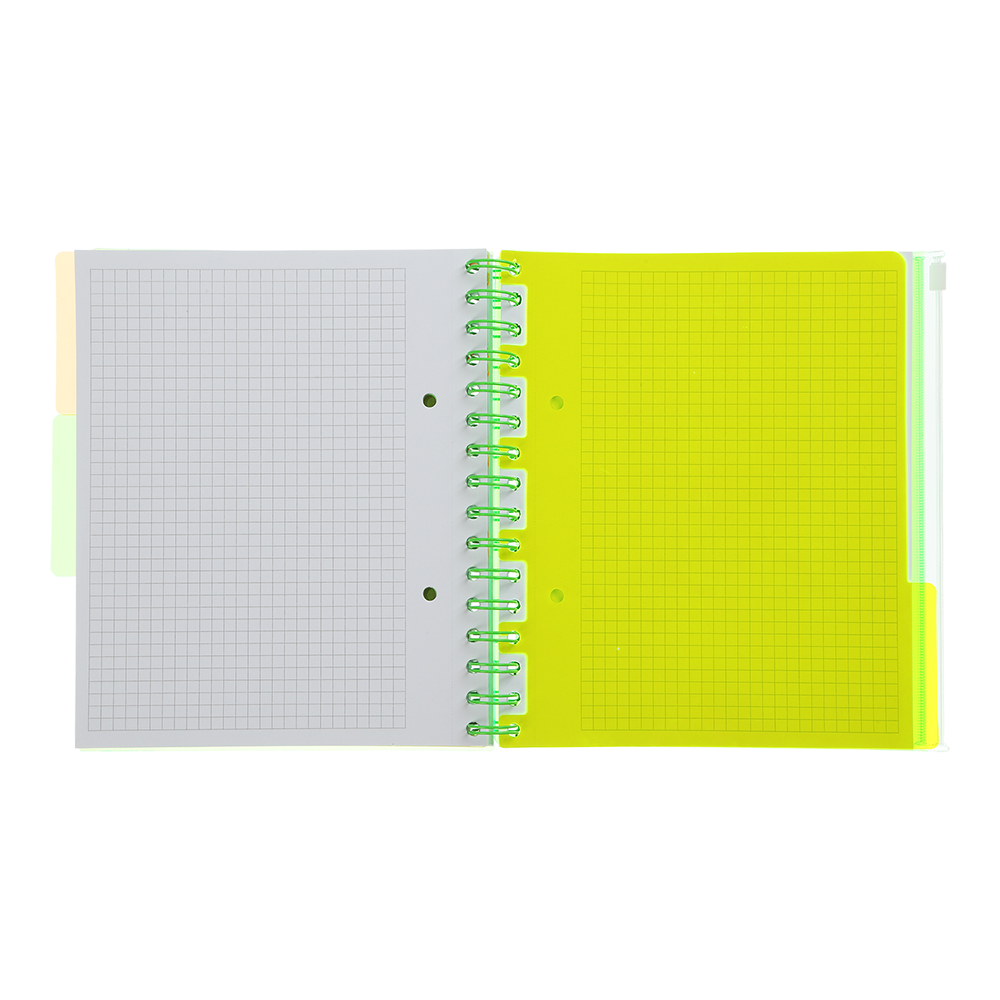 Тетрадь на пружине В5 (170*205), 120 л, "Neon", клетка, 3 PVC разделители, PVC обложка, зеленый, BM.24359911-04 3