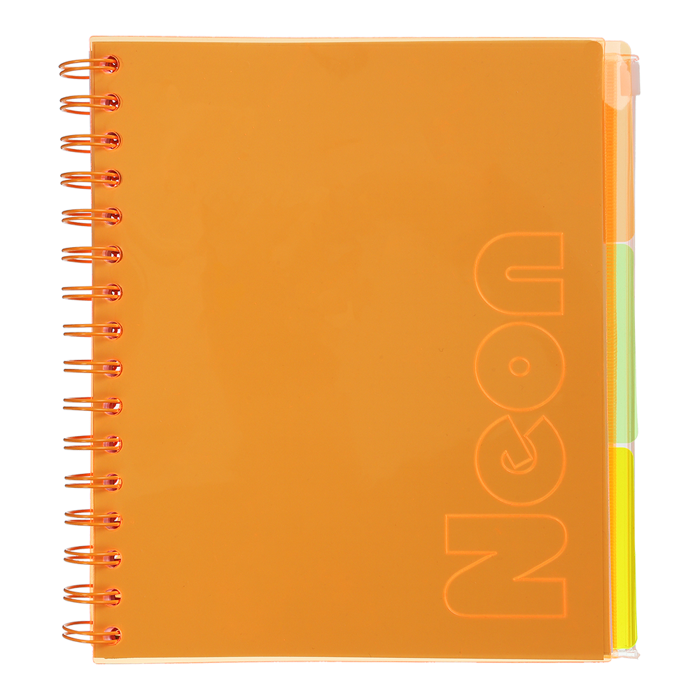 Тетрадь на пружине В5 (170*205), 120 л, "Neon", клетка, 3 PVC разделители, PVC обложка, оранжевая, BM.24359911-11