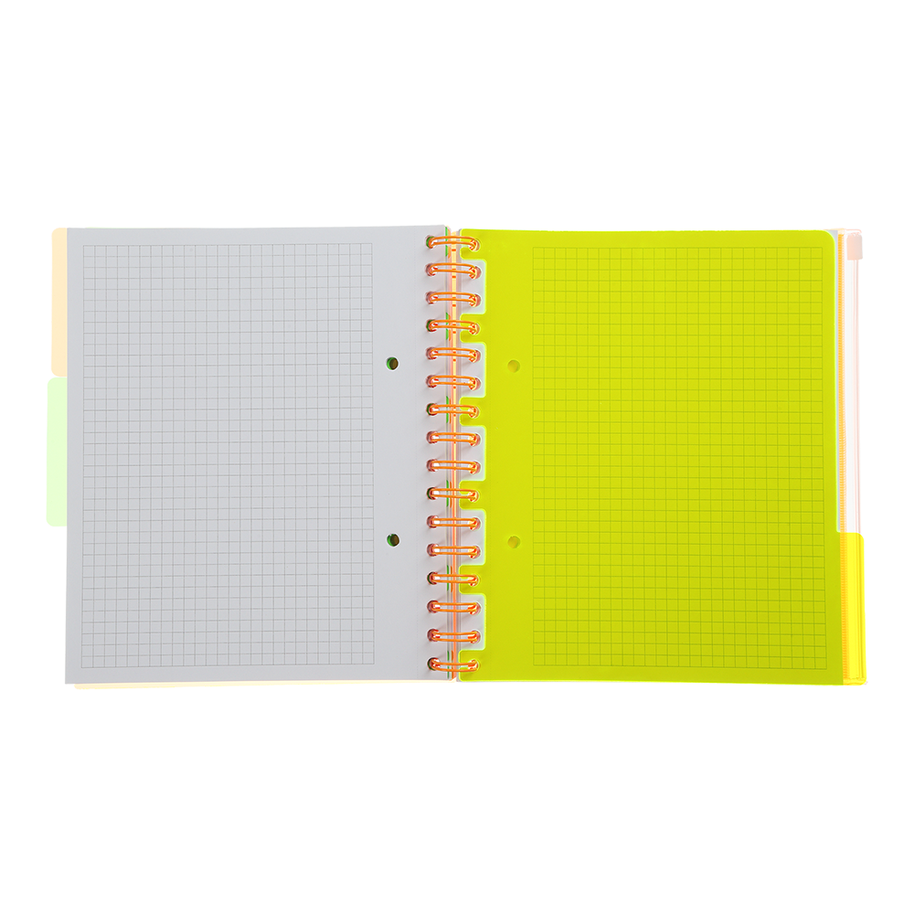 Тетрадь на пружине В5 (170*205), 120 л, "Neon", клетка, 3 PVC разделители, PVC обложка, оранжевая, BM.24359911-11 3