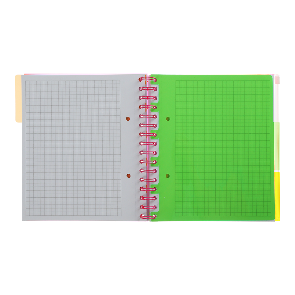 Тетрадь на пружине В5 (170*205), 120 л, "Neon", клетка, 3 PVC разделители, PVC обложка, розовая, BM.24359911-10 2