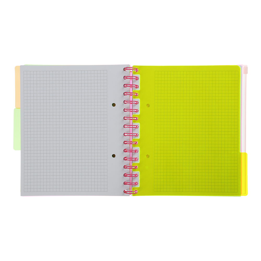 Тетрадь на пружине В5 (170*205), 120 л, "Neon", клетка, 3 PVC разделители, PVC обложка, розовая, BM.24359911-10 3