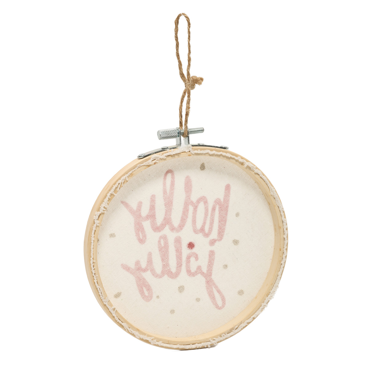 Подвеска новогодняя Шар деревянный плоский 14 см, бело-розовый, 9766502 ТМ "A&G" 1