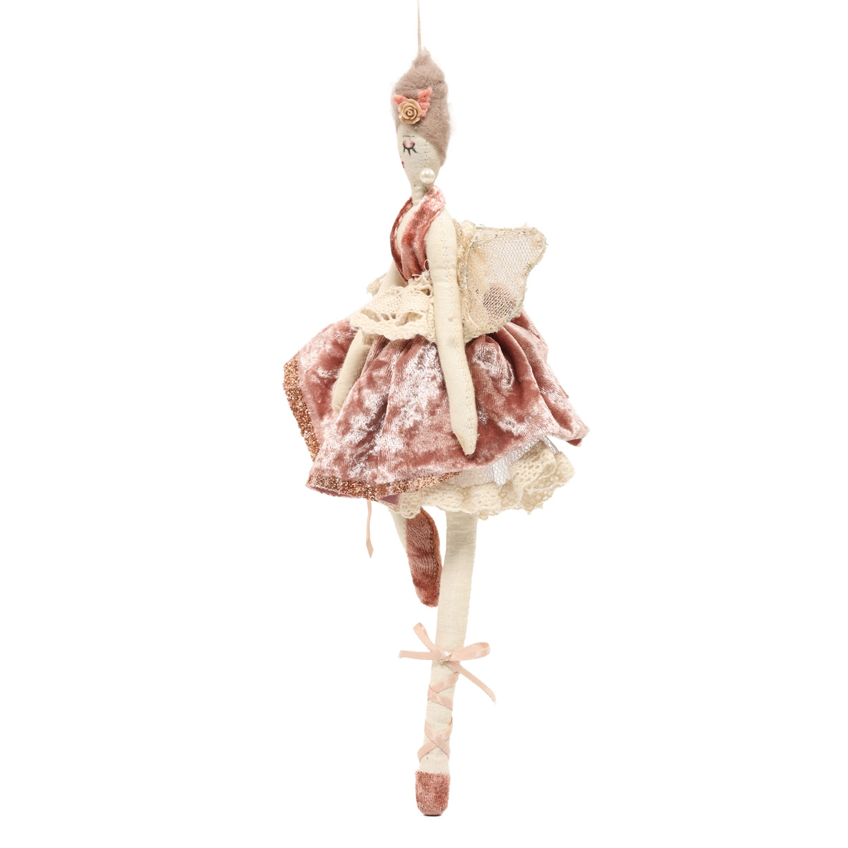 Підвіска новорічна Дівчинка-янгол 30 см рожева, 9765752 ТМ "A&G" 1