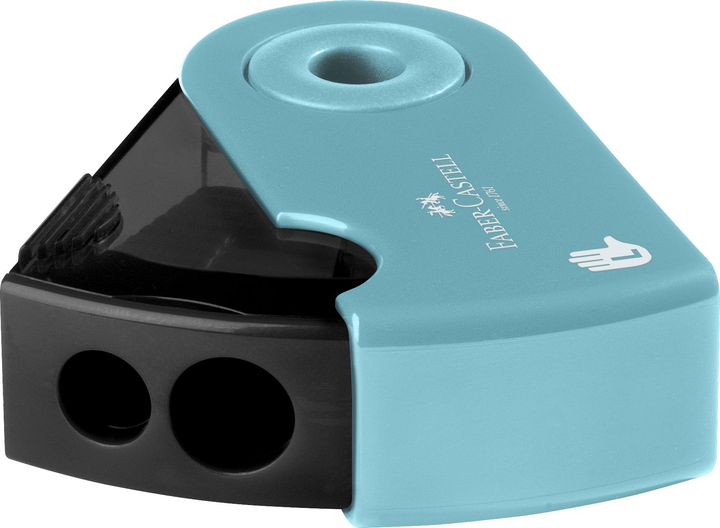 Чинка подвійна для шульг, Sleeve Twin L-handed, з контейнером, бірюзовий з чорним, 182770 Faber-Castell 1